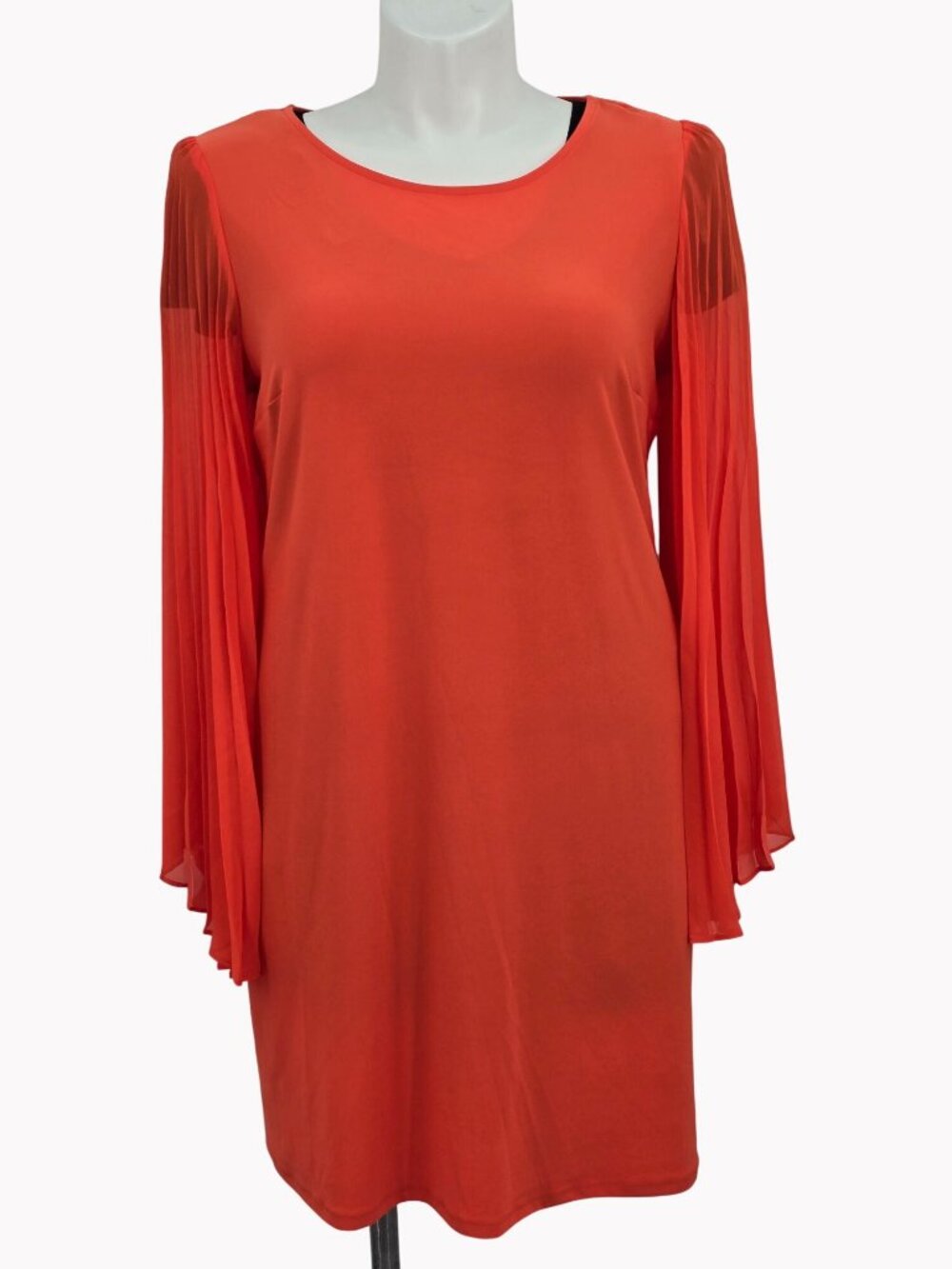 MSK Womens L Orange Bell Sleeve Dress Shift Mini Pullover Made in Sri Lanka